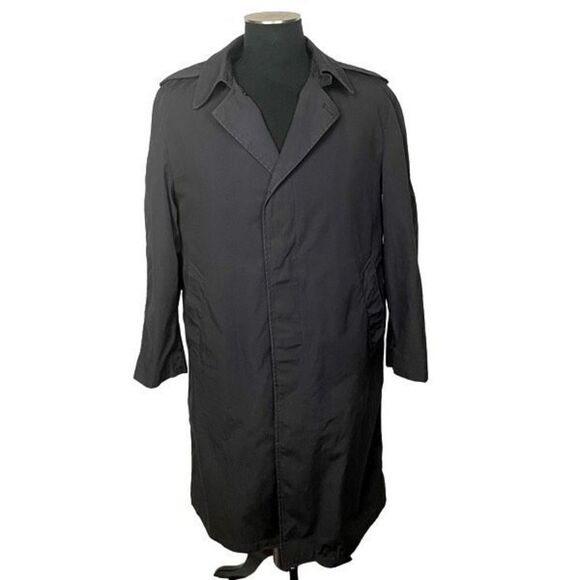Vintage All Weather Navy Blue Trench Coat With Removable Sherpa Liner - Mens 38 - Picture 1 of 7